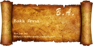Bakk Anna névjegykártya